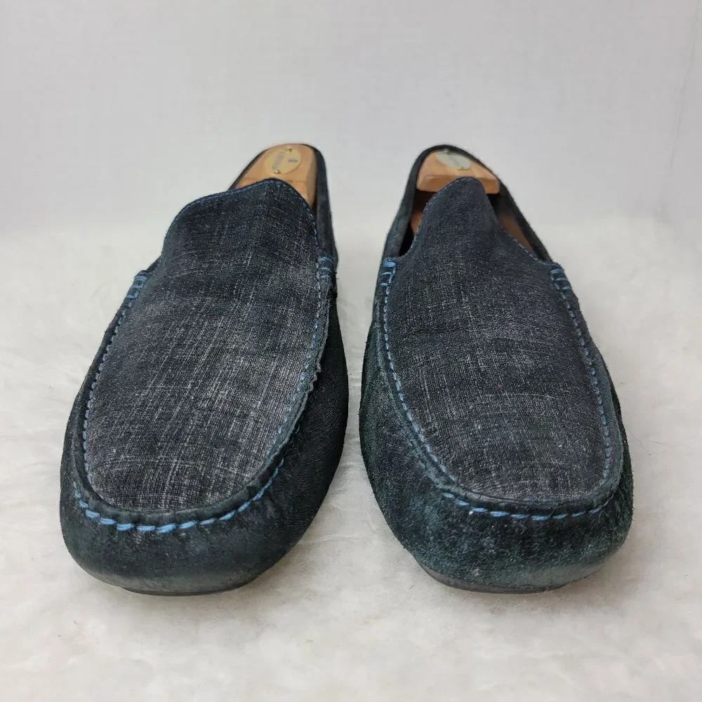 To Boot New York Men's Driving Loafer Blue Raffia  Leather Shoes Size 10 Stampe